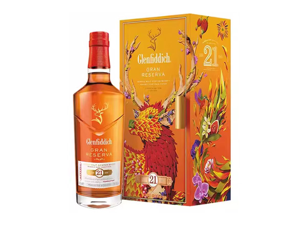 泸州回收格兰菲迪21年700ml福鹿生花新年装福鹿呈祥新春礼盒装Glenfiddich苏格兰威士忌行情价格